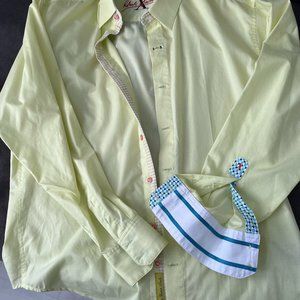 Robert Graham Shirt Men's Large Yellow "X Collection" Button Up